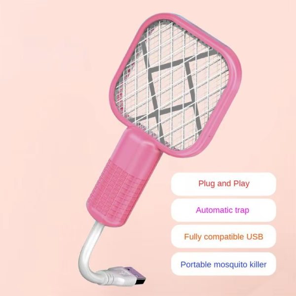 Mini Usb Rechargeable Mosquito Racket With Uv Light For Indoor/outdoor Use, Home, Office, Travel & Camping